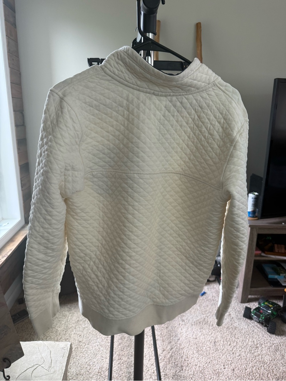 Patagonia Organic Cotton Diamond Quilt Snap Pullover Sweatshirt Women’s M Ivory - Picture 3 of 3